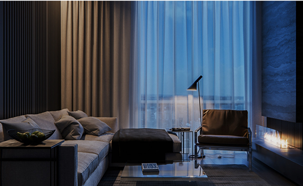 家中灯光自动亮起，窗帘自动打开